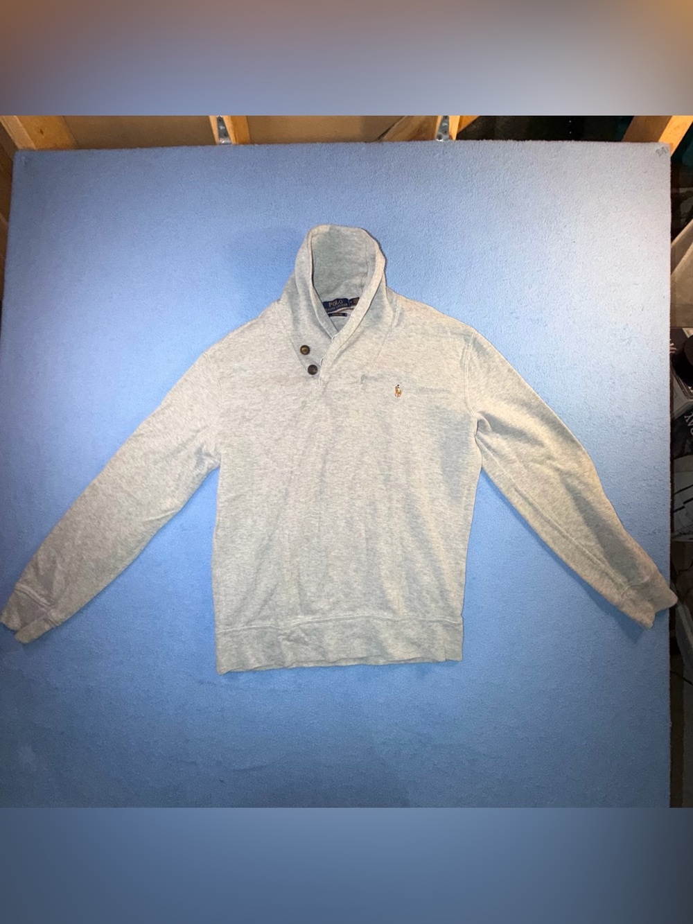 Ralph Lauren Light Gray Shawl Collar Turtleneck Sweater